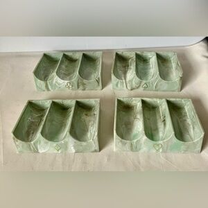 Catalin Vintage Plastic MCM Set 4 Poker Chip Rackers Card Suits Green Marbled